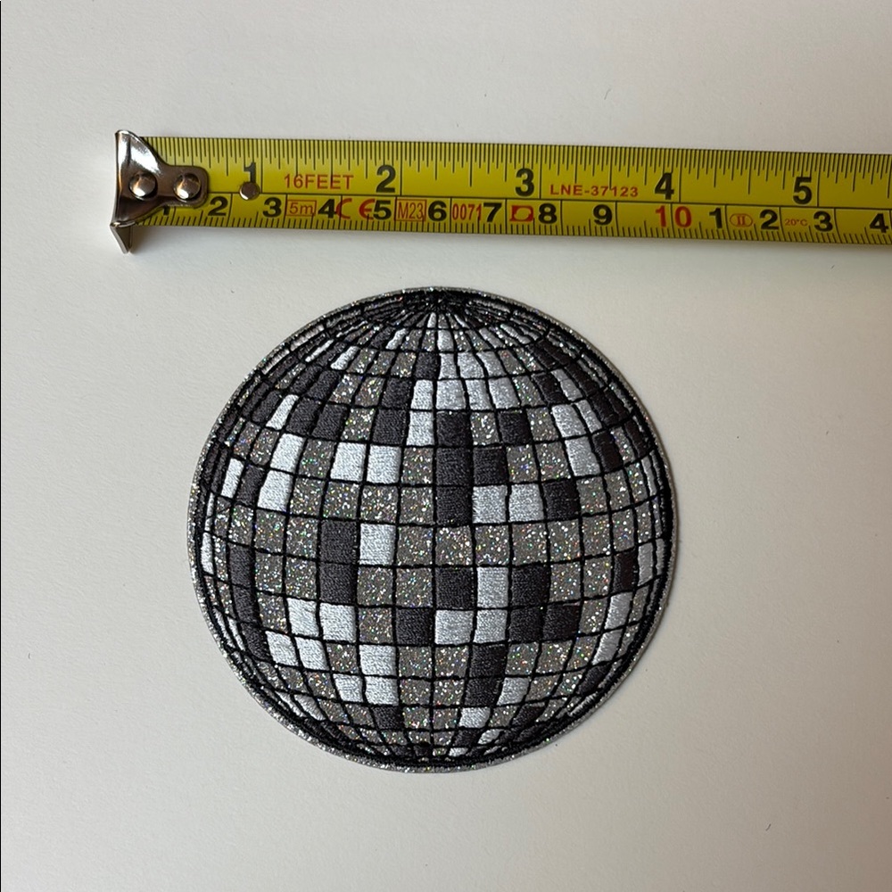 Glitter Disco Ball Patch - Silver and Black